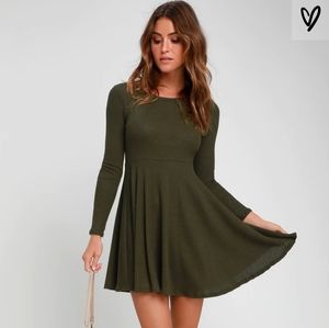 Lulus fit and flare long sleeve skater dress